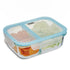 Elite Two Compartment Lunch Container, Borosilicate Glass Body, Leak proof Locking  Lid, , Airtight Tiffin Containers, Microwave Oven Safe, 600Ml, Transparent